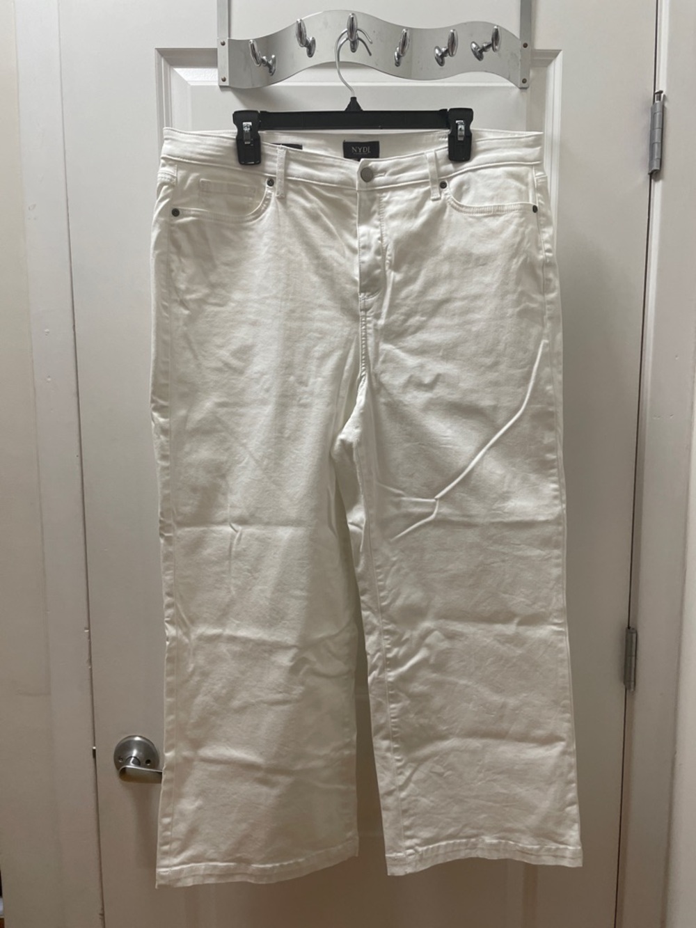 NYDJ White Wide-Leg High-Rise Jeans